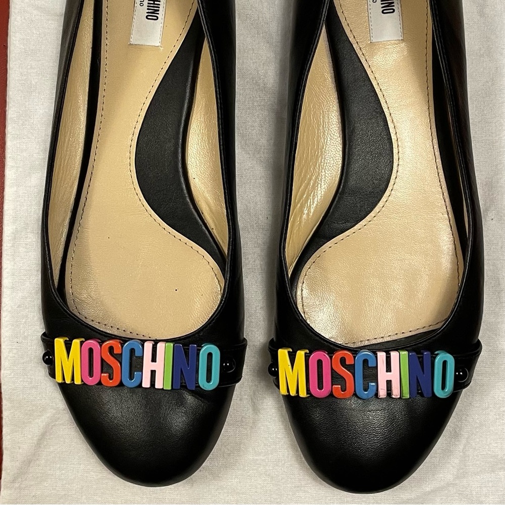 💛🧡❤️Moschino Multicolour Logo Flats 💙💚💜